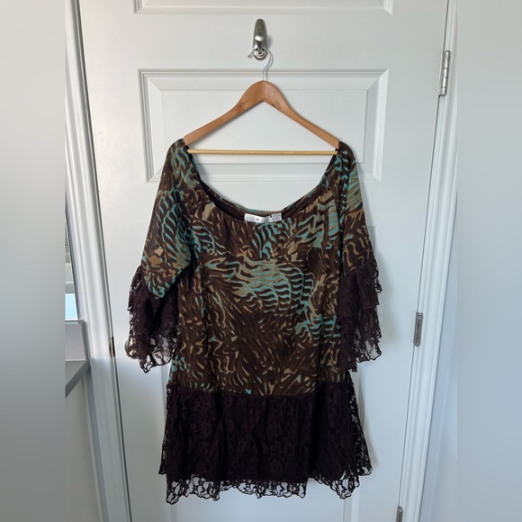 RANCHO ESTANCIA Tunic Top w/ Lace Trim SZ L - Picture 1 of 3